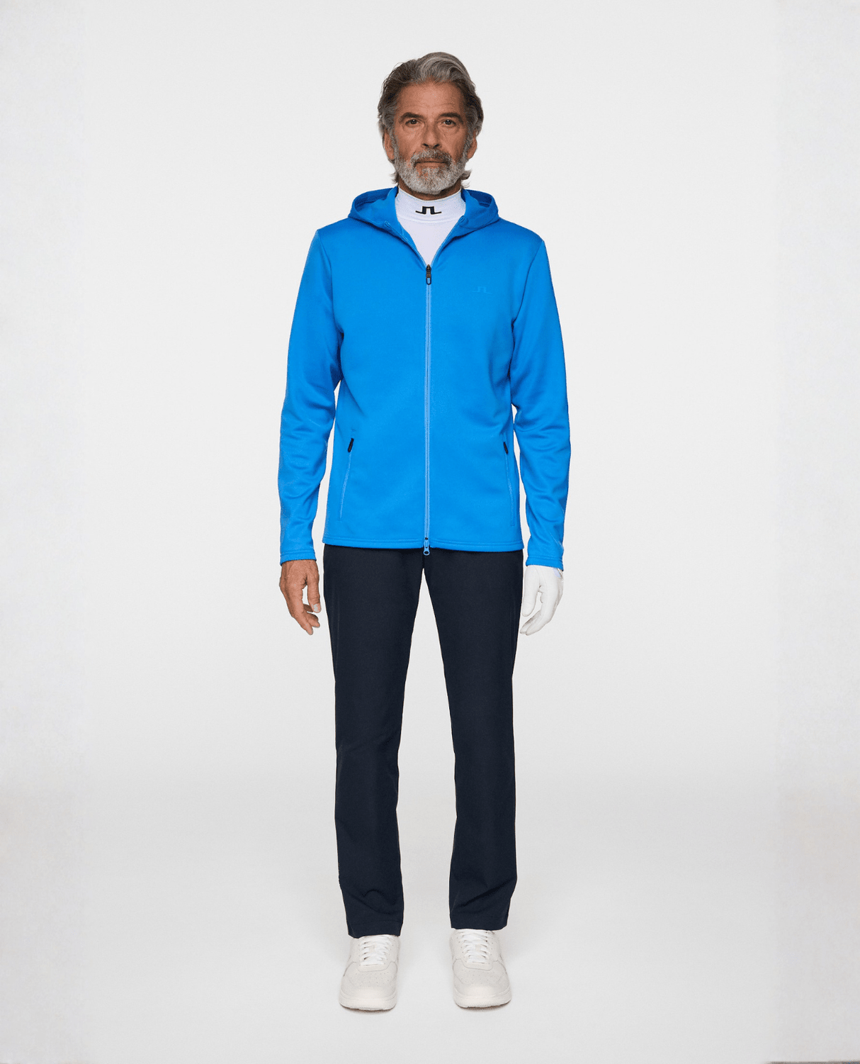 J.Lindeberg Men Aerial Full Zip Hood - Sonic Blue - Mellanlager - Alpingaraget