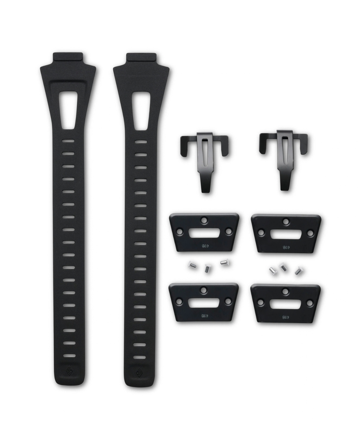Black Diamond Ski Skin Tail Kit - Tillbehör för stighudar med svarta remmar och klämmor.