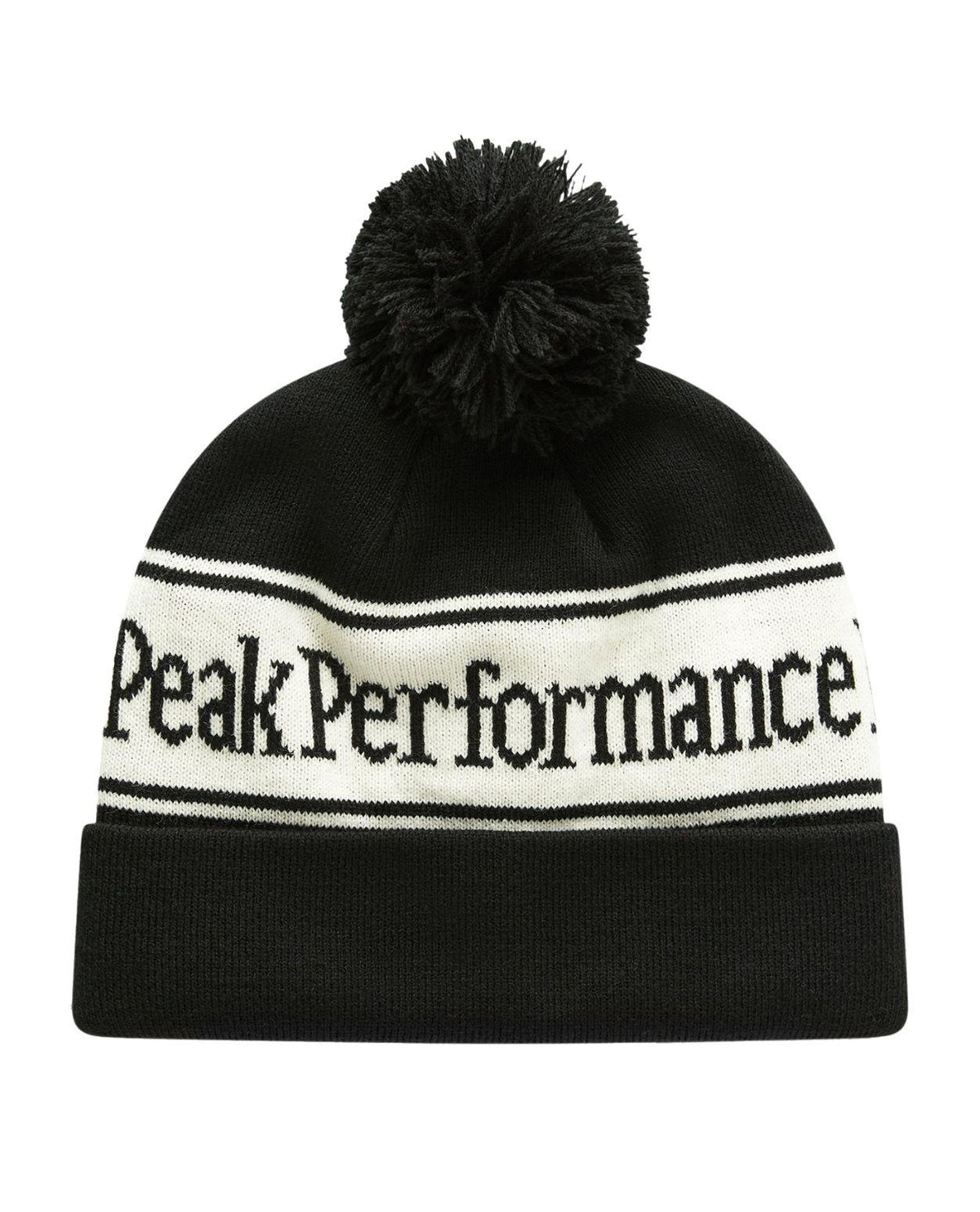 Peak Performance Pow Hat - Svart och Vintage White mössa med tofs från Alpingaraget