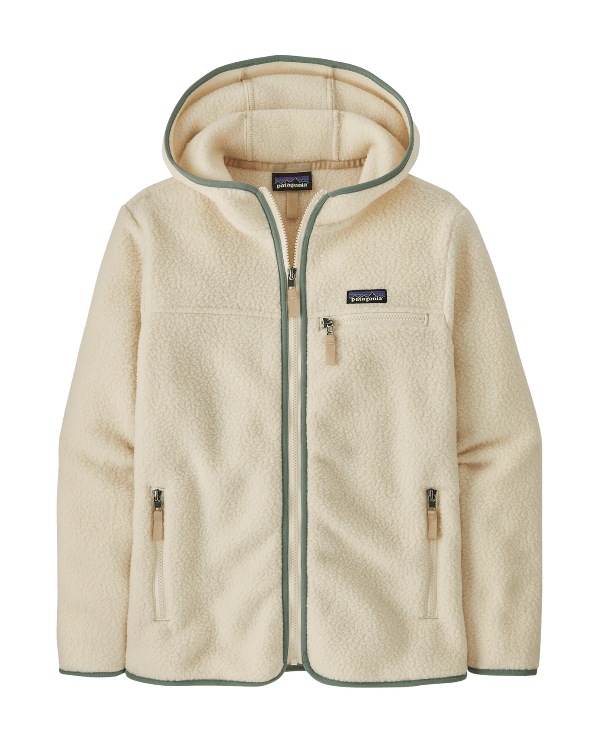 Patagonia Women Retro Pile Hoody - Natural w/Ellwood Green - Överdelar - Alpingaraget