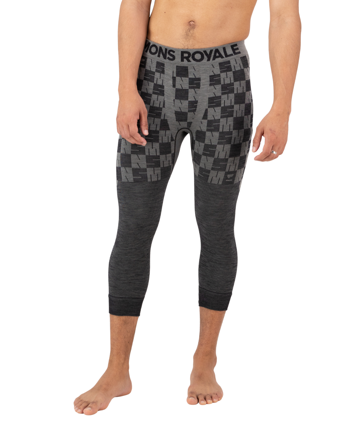 Mons Royale Mens Ascender Merino Seamless Legging - Dried Sage / Black