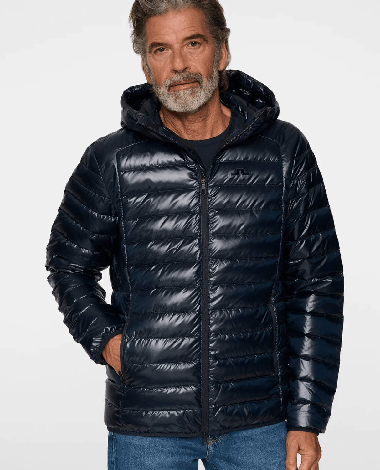 J.Lindeberg Men Oden Light Down Hood - JL Navy - Mellanlager - Alpingaraget