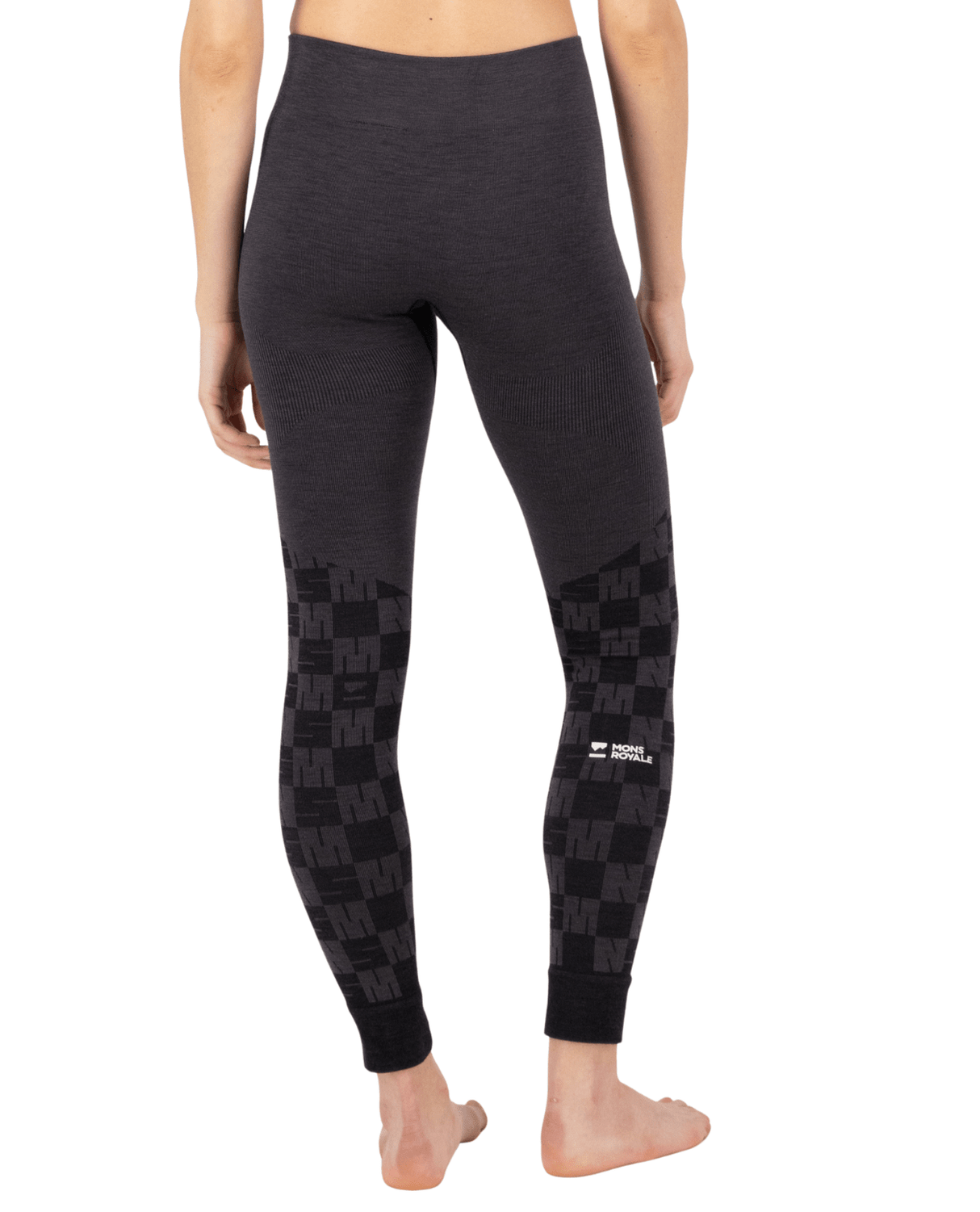 Mons Royale Womens Ascender Merino Seamless Legging - Forged Iron / Black - Underställ - Alpingaraget