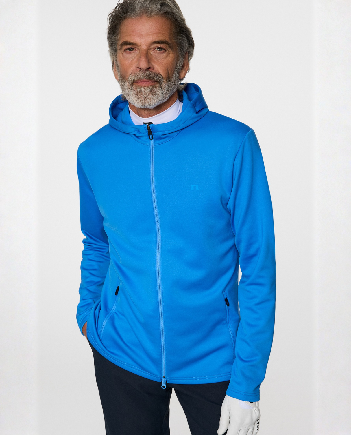 J.Lindeberg Men Aerial Full Zip Hood - Sonic Blue - Alpingaraget
