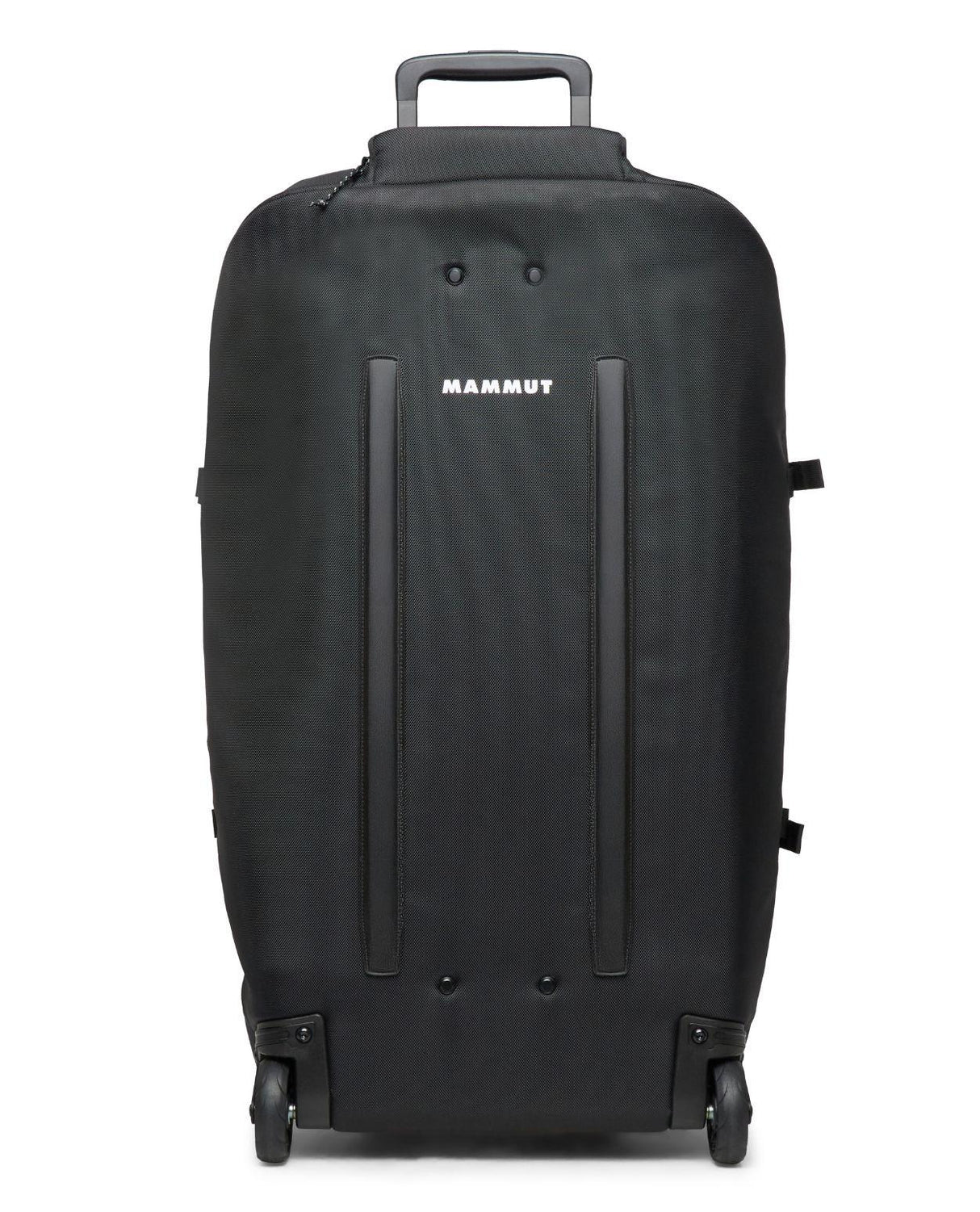 Mammut Wheeled Cargo 90 svart resväska med hjul och utdragbart handtag för smidig transport.