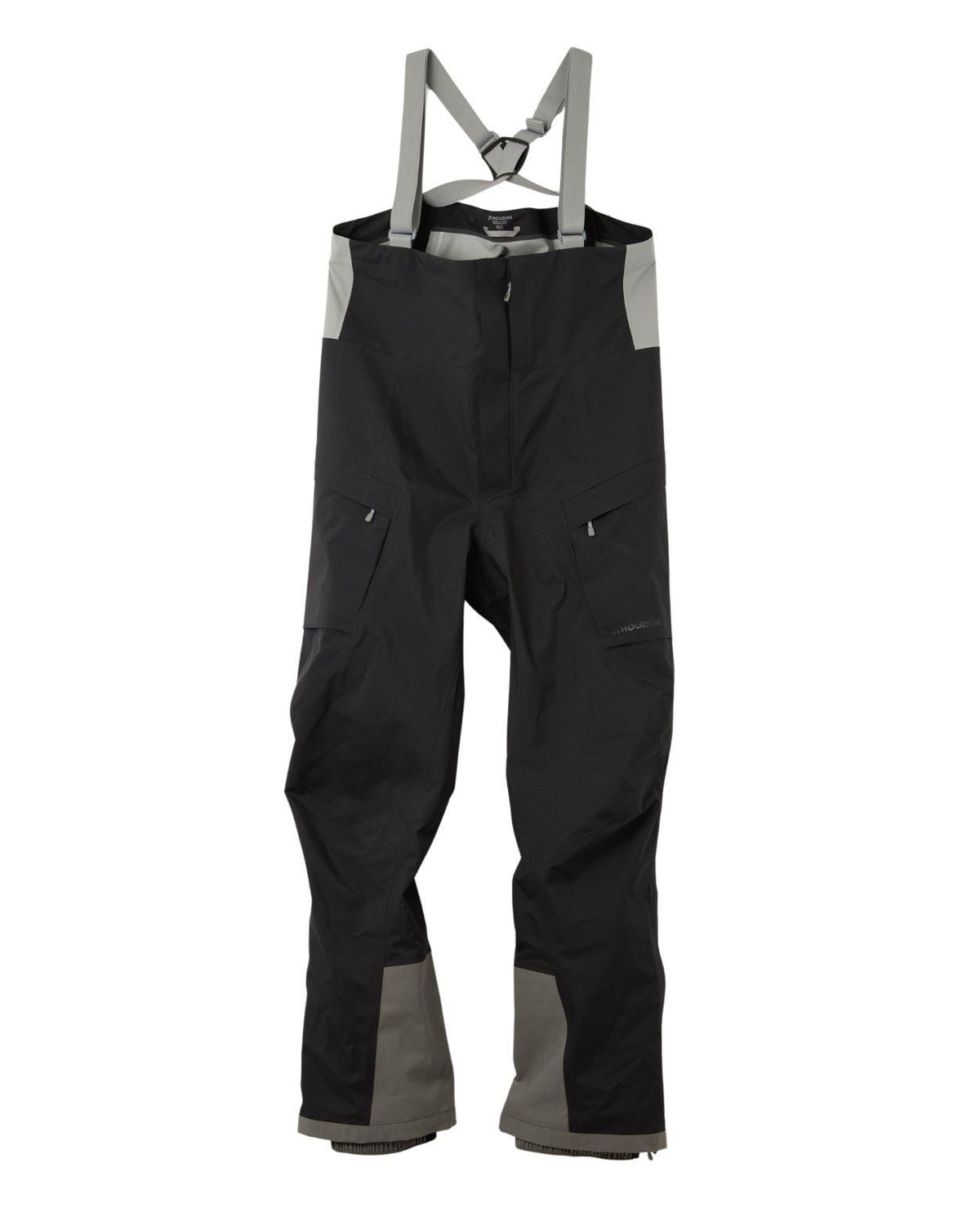 Houdini Rollercoaster Bib Pants II är svarta skidbyxor med grå hängslen för herrar.