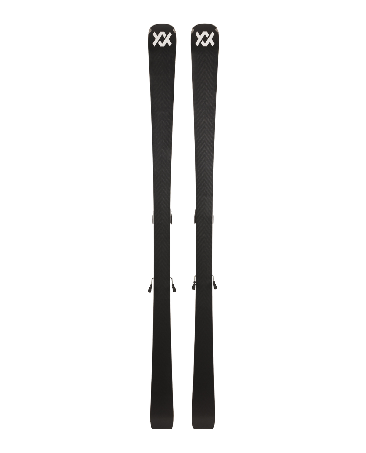 Völkl Peregrine 72 Master pistskidor med Völkl-logotyp och bindningsplattor mot vit bakgrund.
