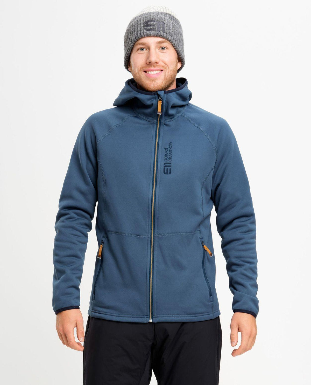 Elevenate Skiers Fleece Hood Men i färg Insignia Blue – skönt mellanlager i stretchfleece för herrar