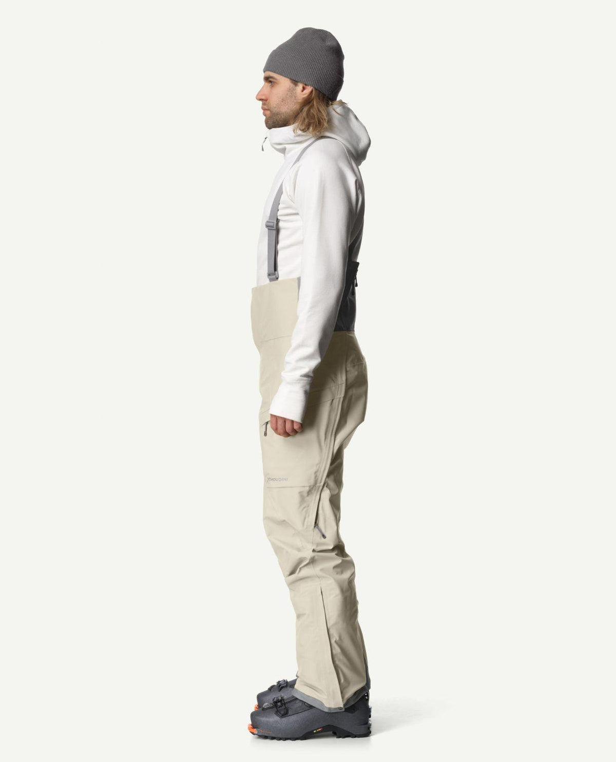 Houdini Rollercoaster Bib Pants II Men Greenish Gray sedda från sidan