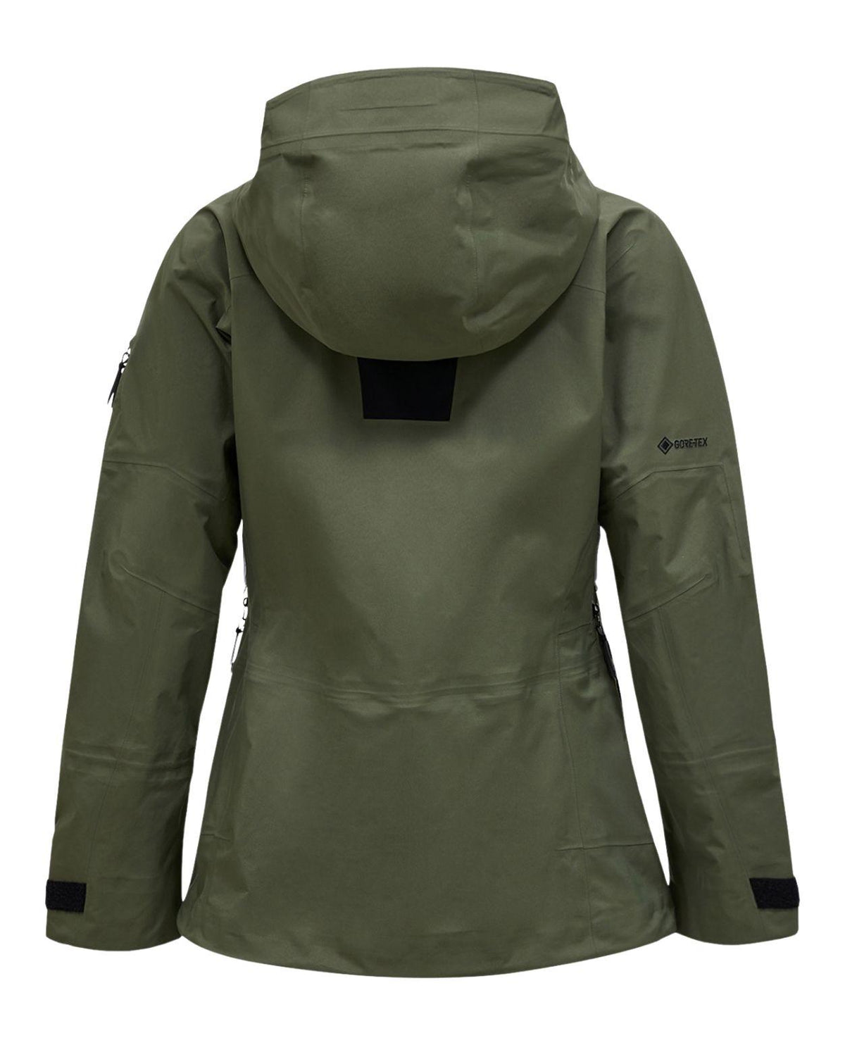 Peak Performance Alpine Gore-Tex 3L Jacket Women i färgen Pine Needle, sedd bakifrån.