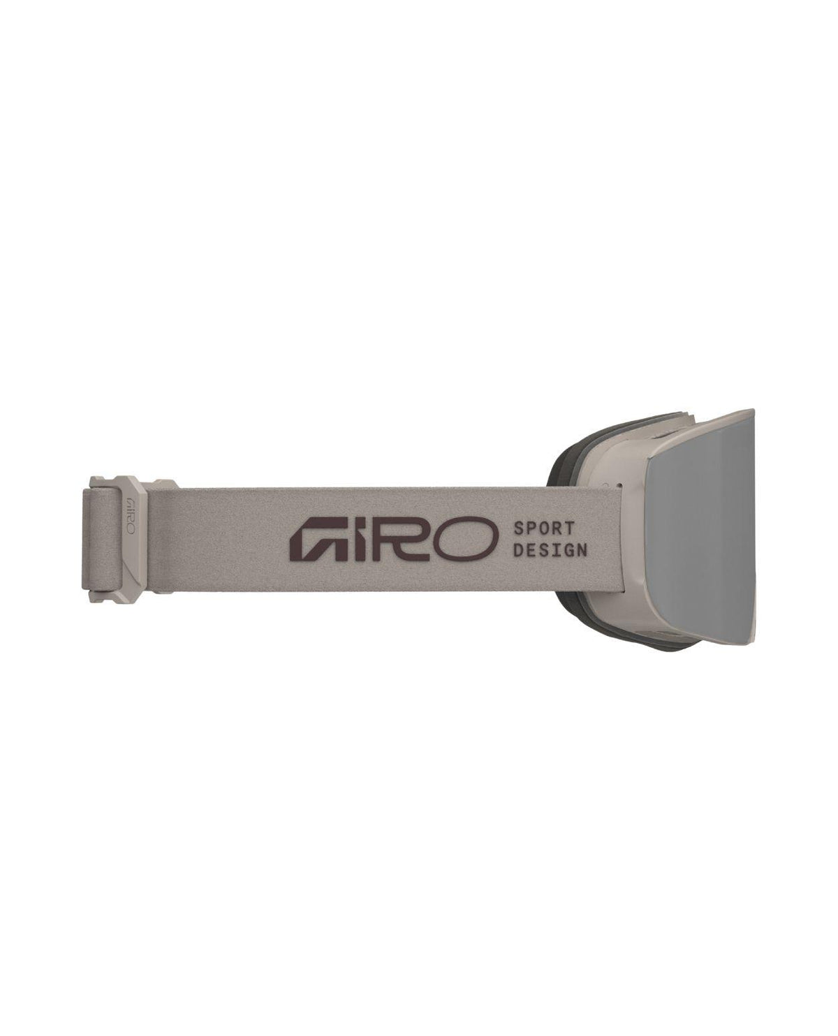 Giro Axis Cloud Grey Stacked skidglasögon från sidan med grått band och Giro-logotyp.