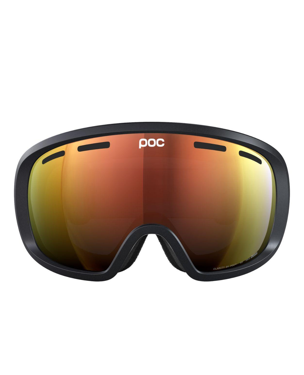POC Fovea skidglasögon med svart ram och orange spegellins för optimal sikt vid alpin skidåkning.