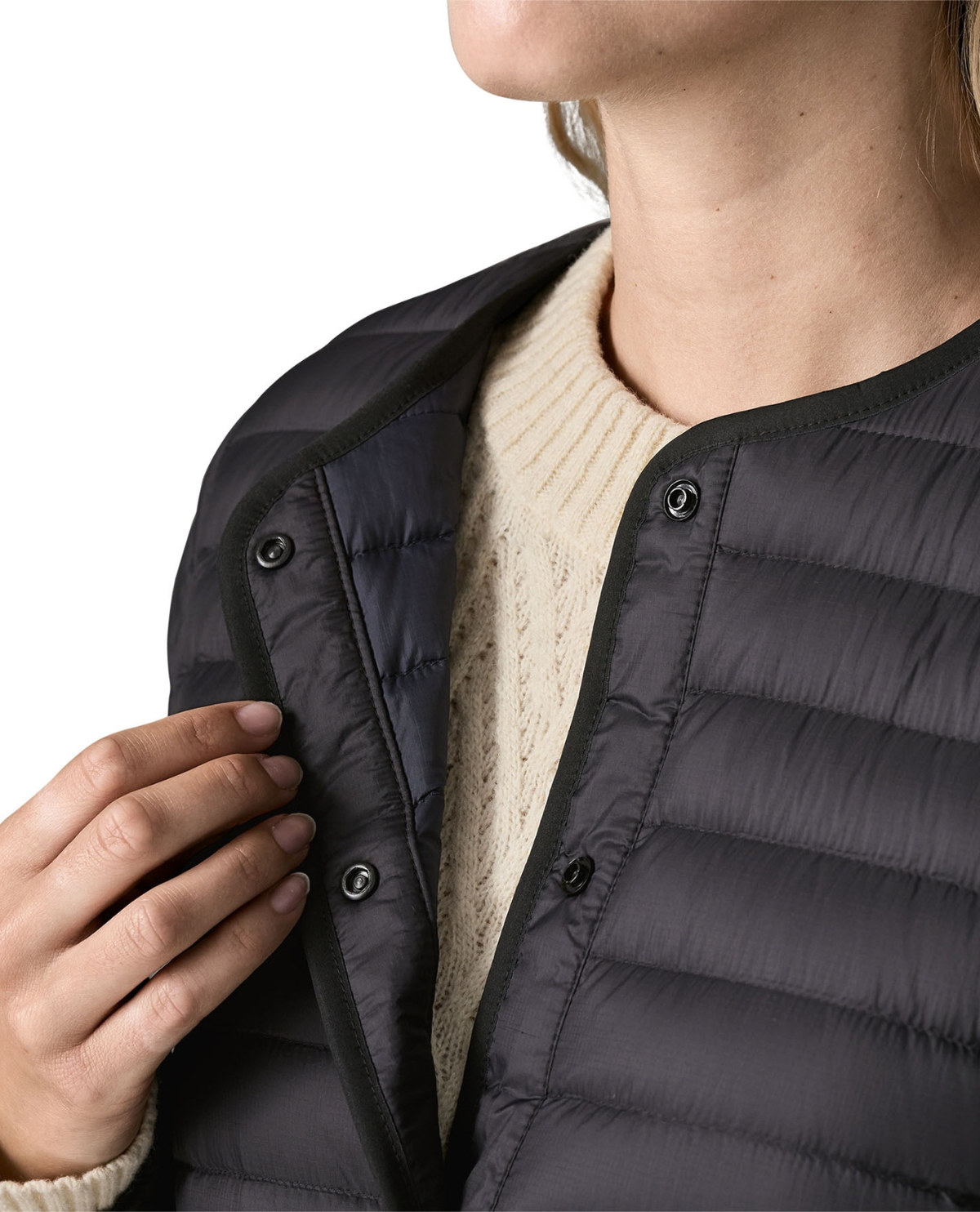 Patagonia LW Reversible Down Sweater Cardigan Women - Svart mellanlager med tryckknappar