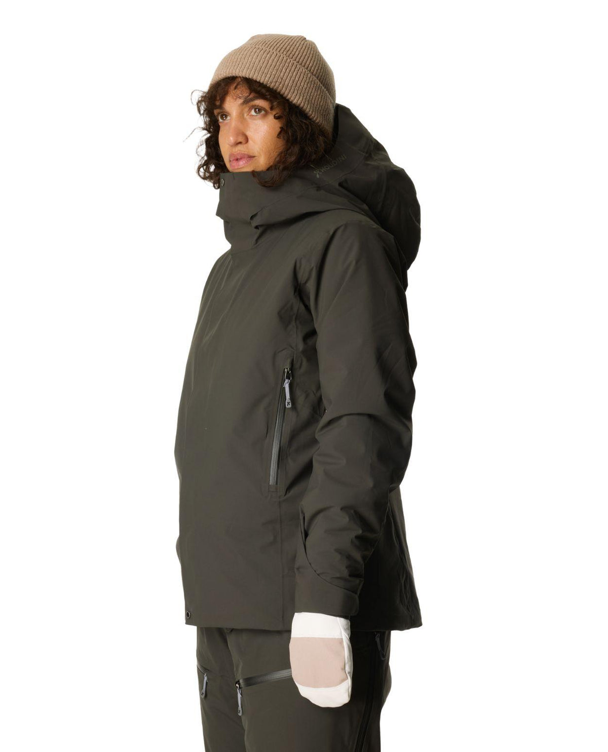 Houdini Ride Insulated Jacket Women i färgen Green Illusion, visad från sidan.