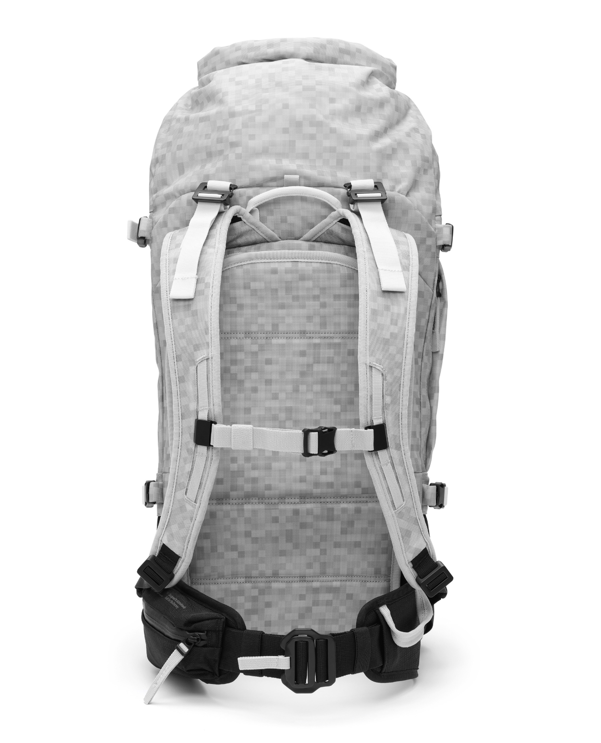D_b_ Snow Pro Backpack 25L i färg White Noise som visar ryggsäckens baksida med axelremmar.