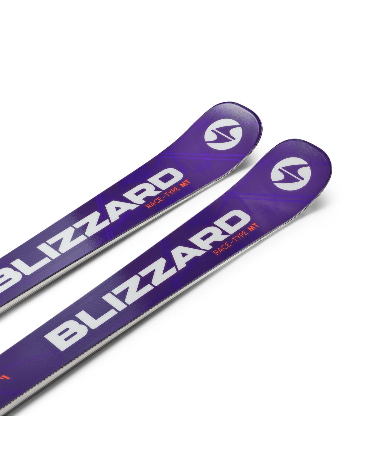 Blizzard Firebird Race Type MT i lila färg visar skidor nas framsidor och detaljer.