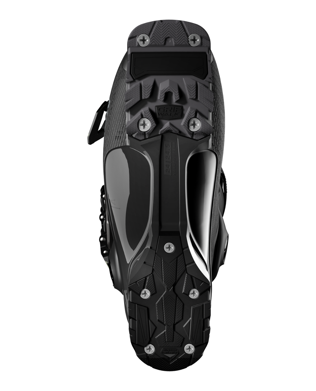 Undersidan av Salomon S/Pro Alpha 80 T Junior pjäxa i svart färg som visar GripWalk-sulan.