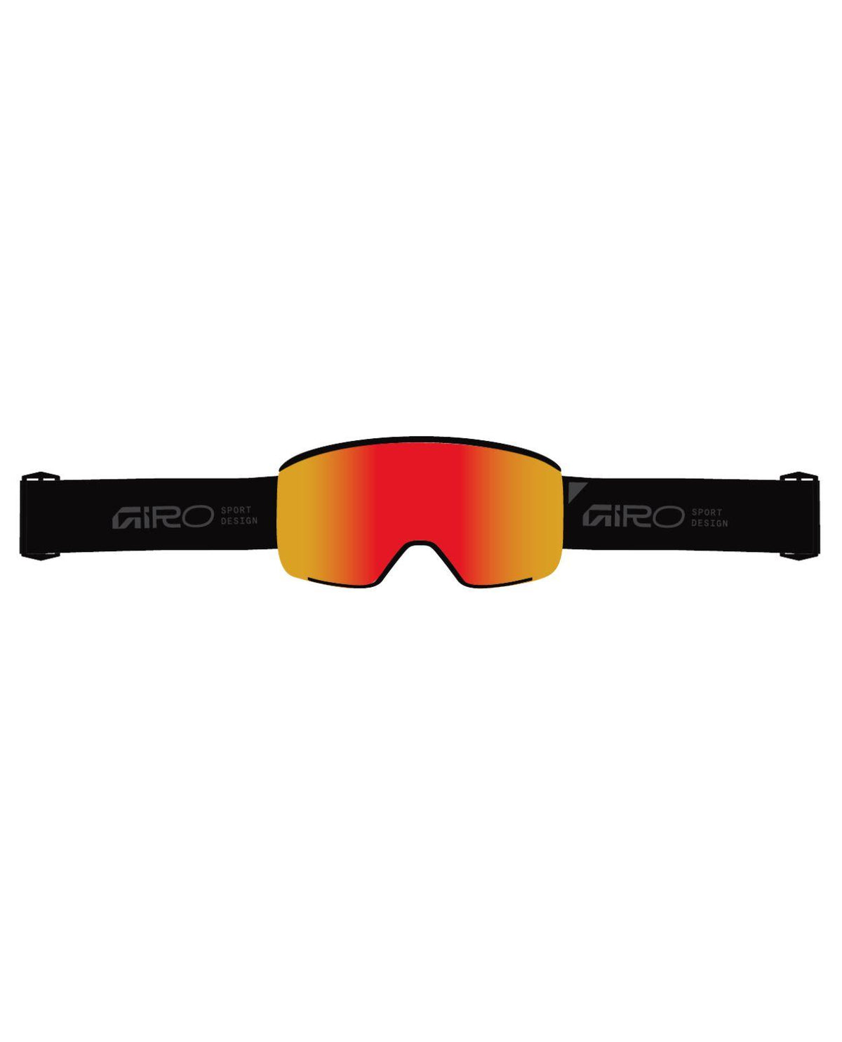 Giro Axis Black Stacked skidglasögon med orange spegellins och svart rem med vit Giro-logotyp.