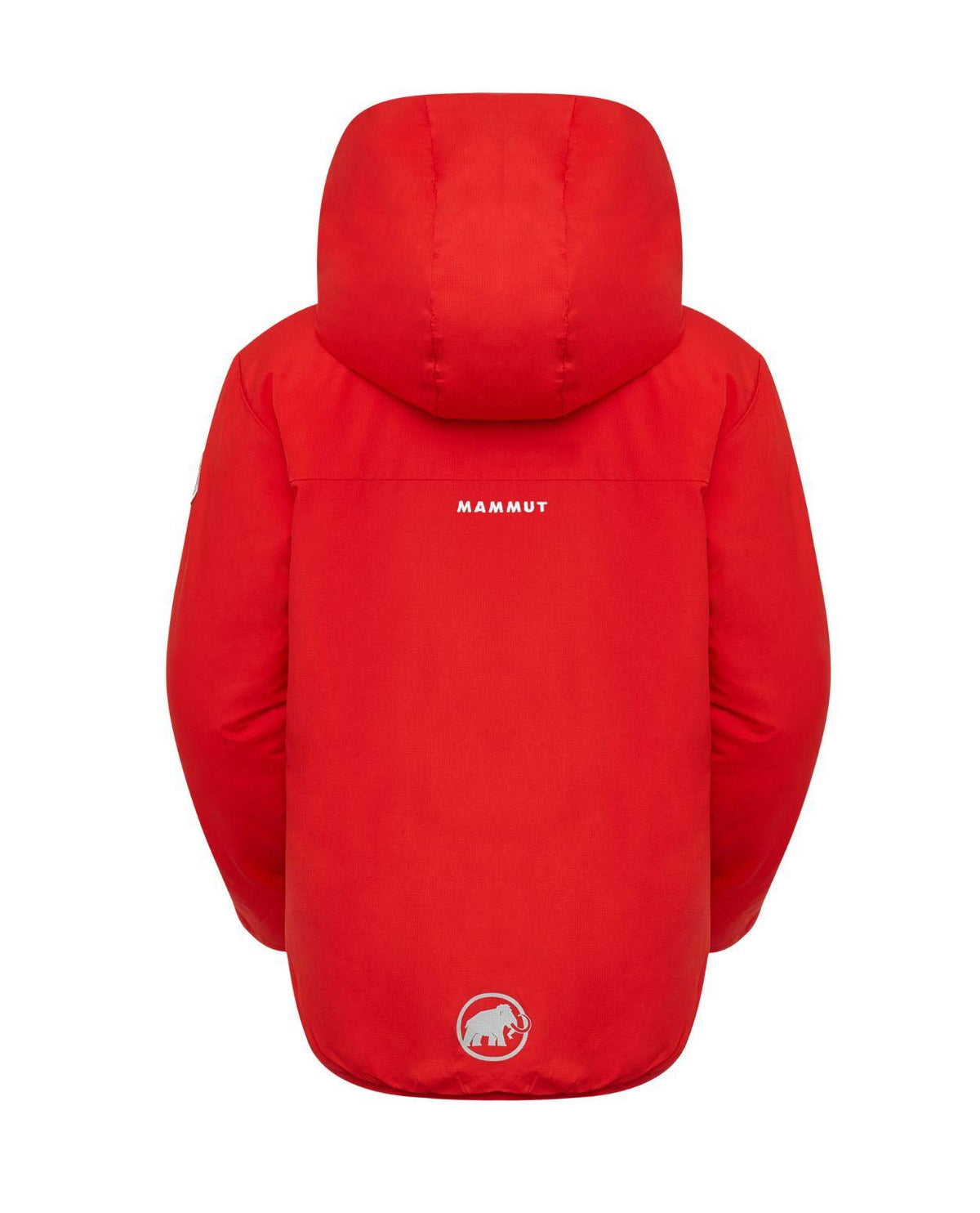 Mammut Rime IN Hooded Jacket Junior - Röd jacka bakifrån med huva och reflexdetaljer