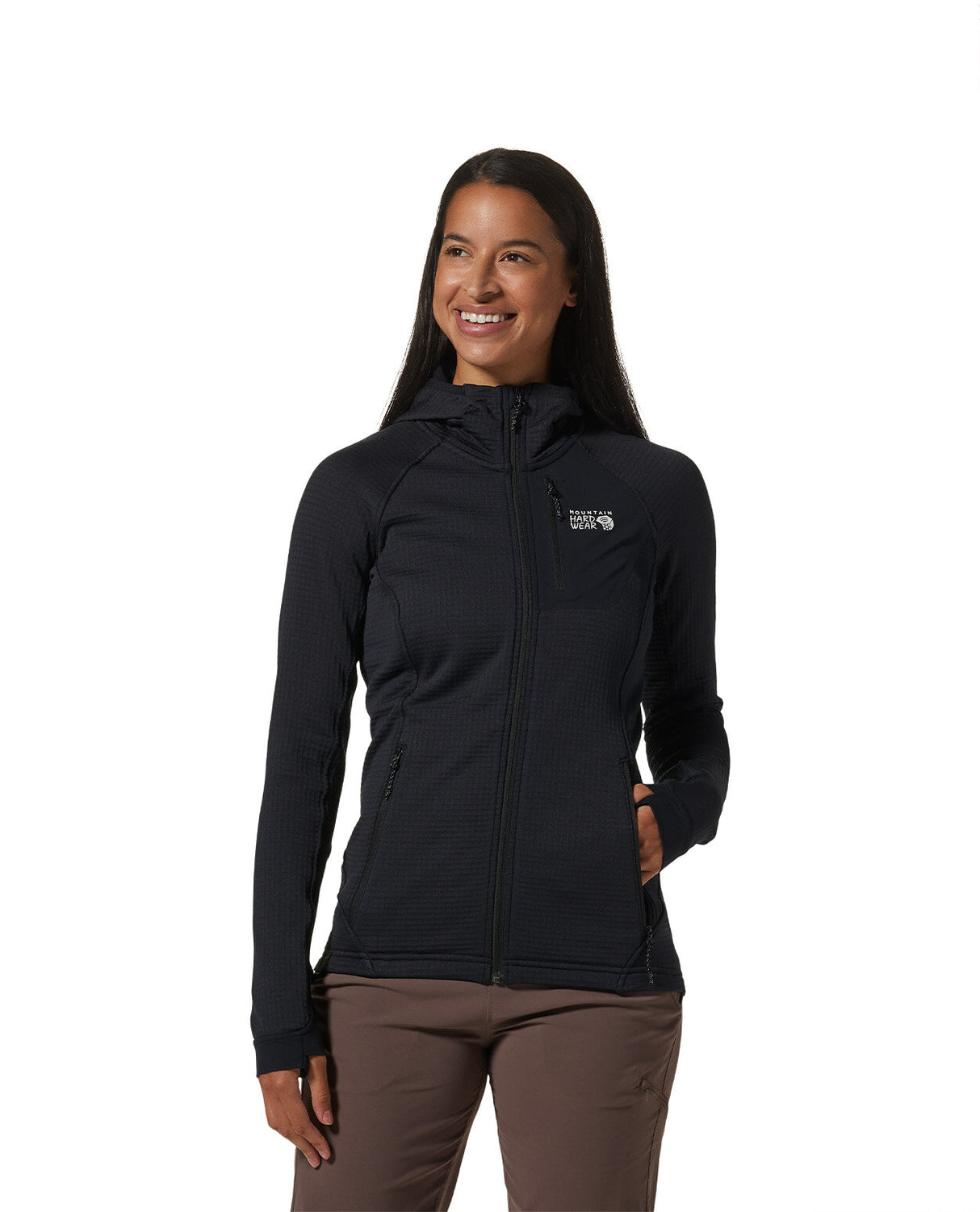 Mountain Hardwear W Polartec® Power Grid Full Zip Hoody - Black - Alpingaraget