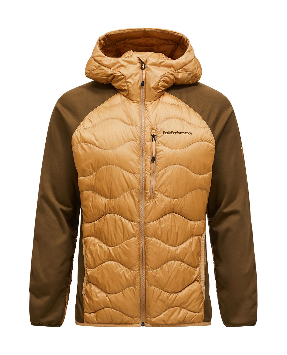 Peak Performance Men Helium Down Hybrid Hood - Sierra Sand / Meadow Moss Alpingaraget