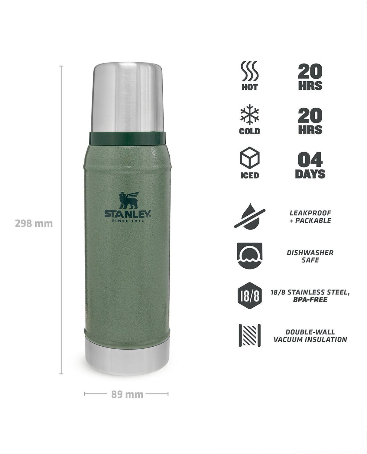 Stanley The Legendary Classic Bottle 0.75l - Hammertone Green