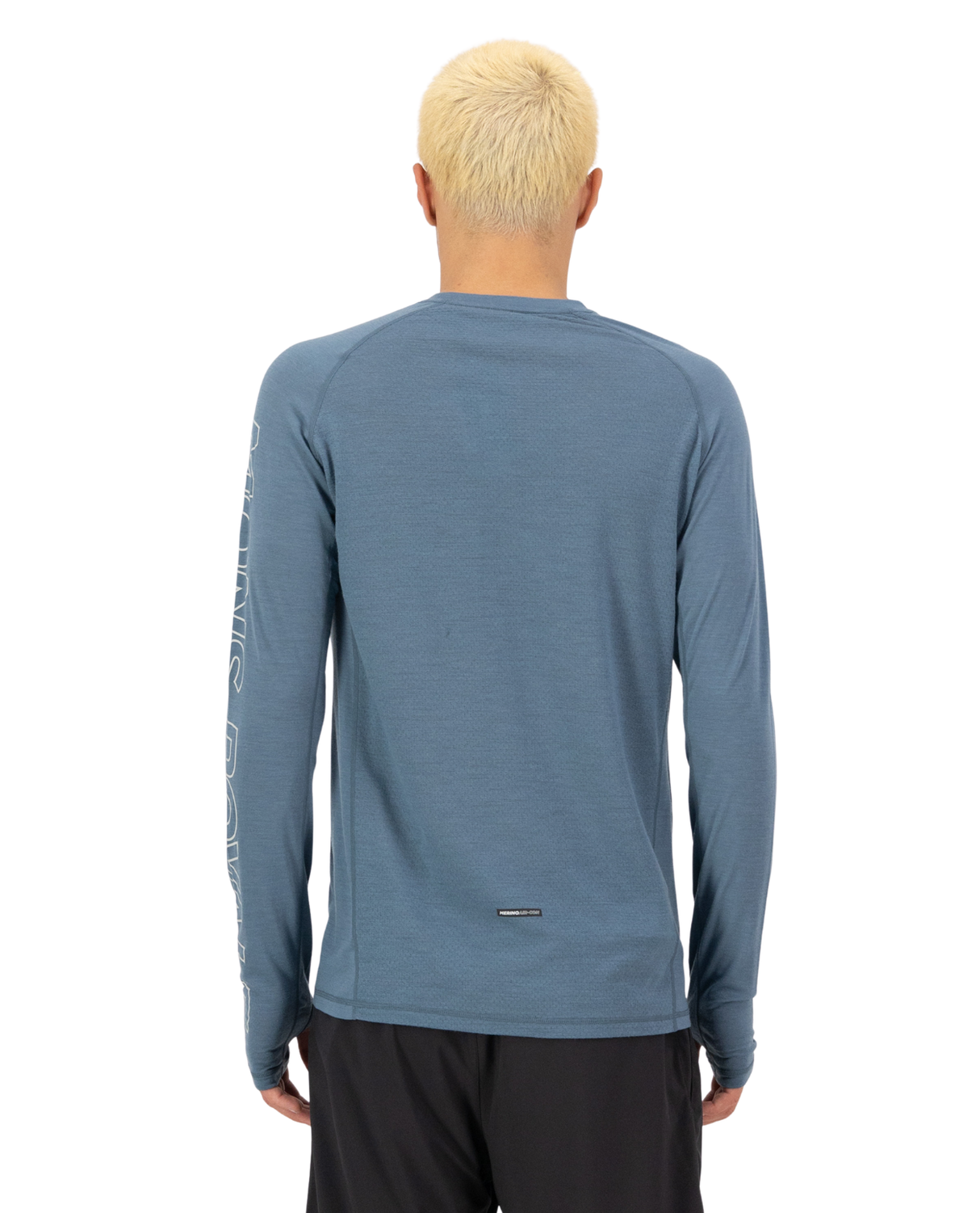 Mons Royale Mens Temple Merino Long Sleeve - Grey Heather / Goblin Blue