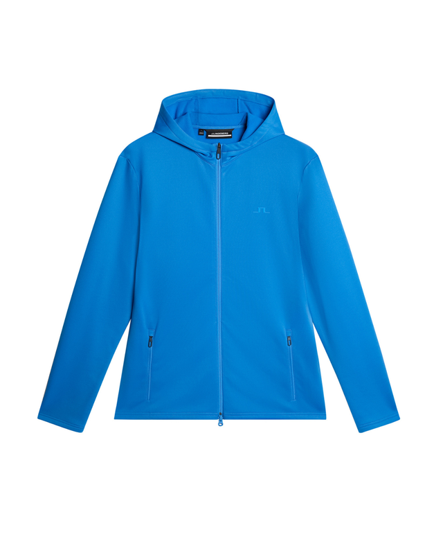 J.Lindeberg Men Aerial Full Zip Hood - Sonic Blue - Alpingaraget