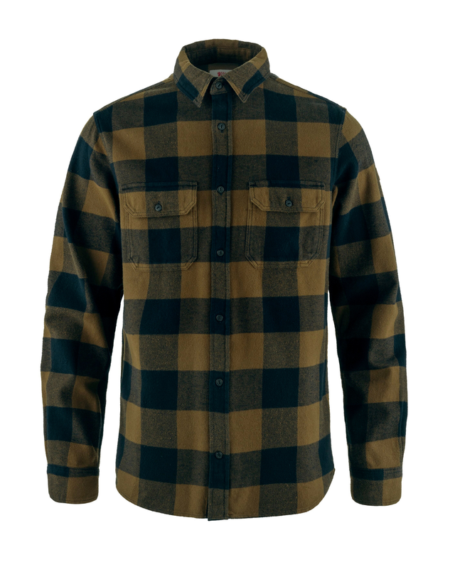 Fjällräven Övik Heavy Flannel Shirt Men - Wood Brown-Dark Navy - Alpingaraget
