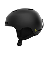 Mattsvart Giro Ledge FS MIPS skidhjälm visad från sidan, med justerbar passform och tillgänglig i storlekarna S, M, L.