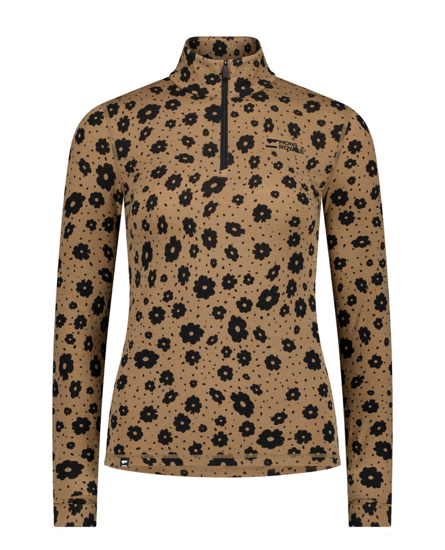Mons Royale Cascade 1/4 Zip underställ dam - Aoraki Lily Toffee - Alpingaraget