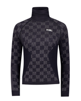 Mons Royale Womens Ascender Merino Seamless Mock Neck Long Sleeve - Forged Iron / Black