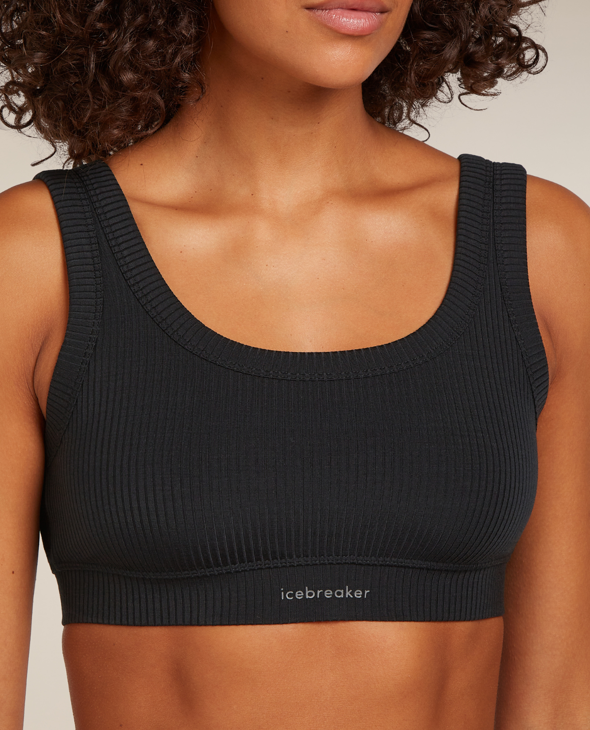Icebreaker Women's Merino Blend Rib Lotus Bra - Black - Alpingaraget