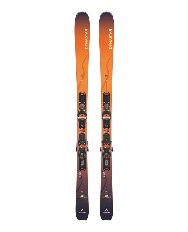 Dynastar M-CROSS 82 + Konnect NX12 allmountainskidor med matchande bindningar i en snygg orange och mörk design.