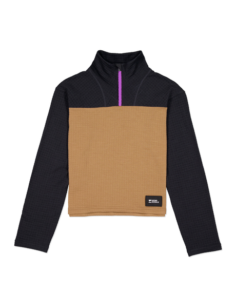 Mons Royale Womens Offgrid Merino Fleece Long Sleeve - Black / Toffee - Alpingaraget