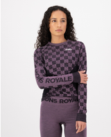 Mons Royale Womens Ascender Merino Seamless Long Sleeve - Mauve / Black