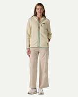 Patagonia Women Retro Pile Hoody - Natural w/Ellwood Green - Alpingaraget
