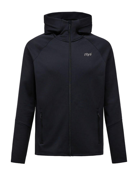 Peak Performance 40Y Rider Zip Hood Men - Svart mellanlager för herrar med huva och dragkedja.
