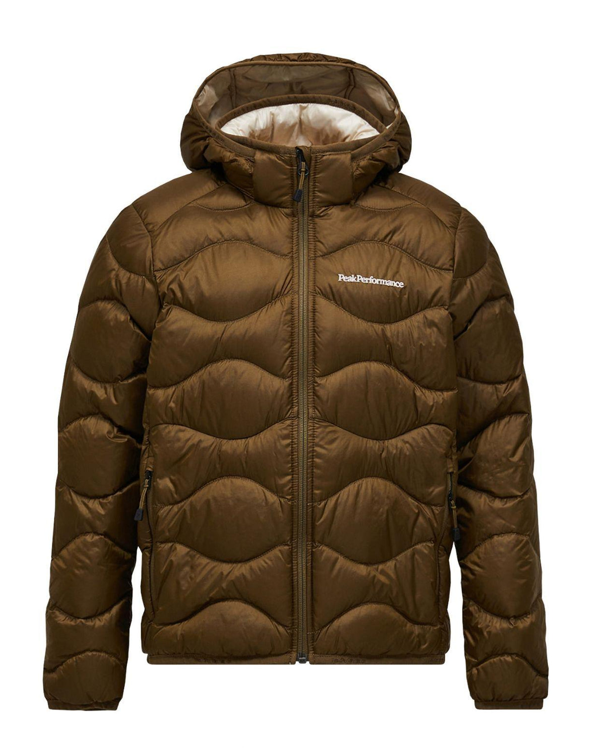 Peak Performance Helium Down Hood Jacket Junior - Meadow Moss/Sand Fog