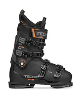 Tecnica Mach1 HV 120 TD är en svart alpinpjäxa med orangea detaljer för breda fötter.