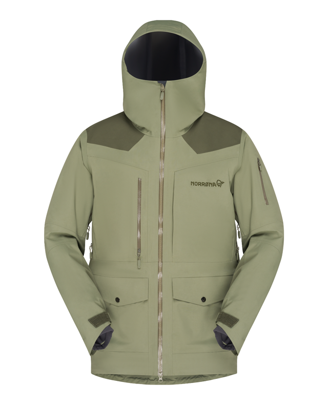 Norrøna Tamok dri3 Jacket Men i Olive Night/Deep Lichen Green. En slitstark skidjacka för herrar med huva och praktiska fickor.