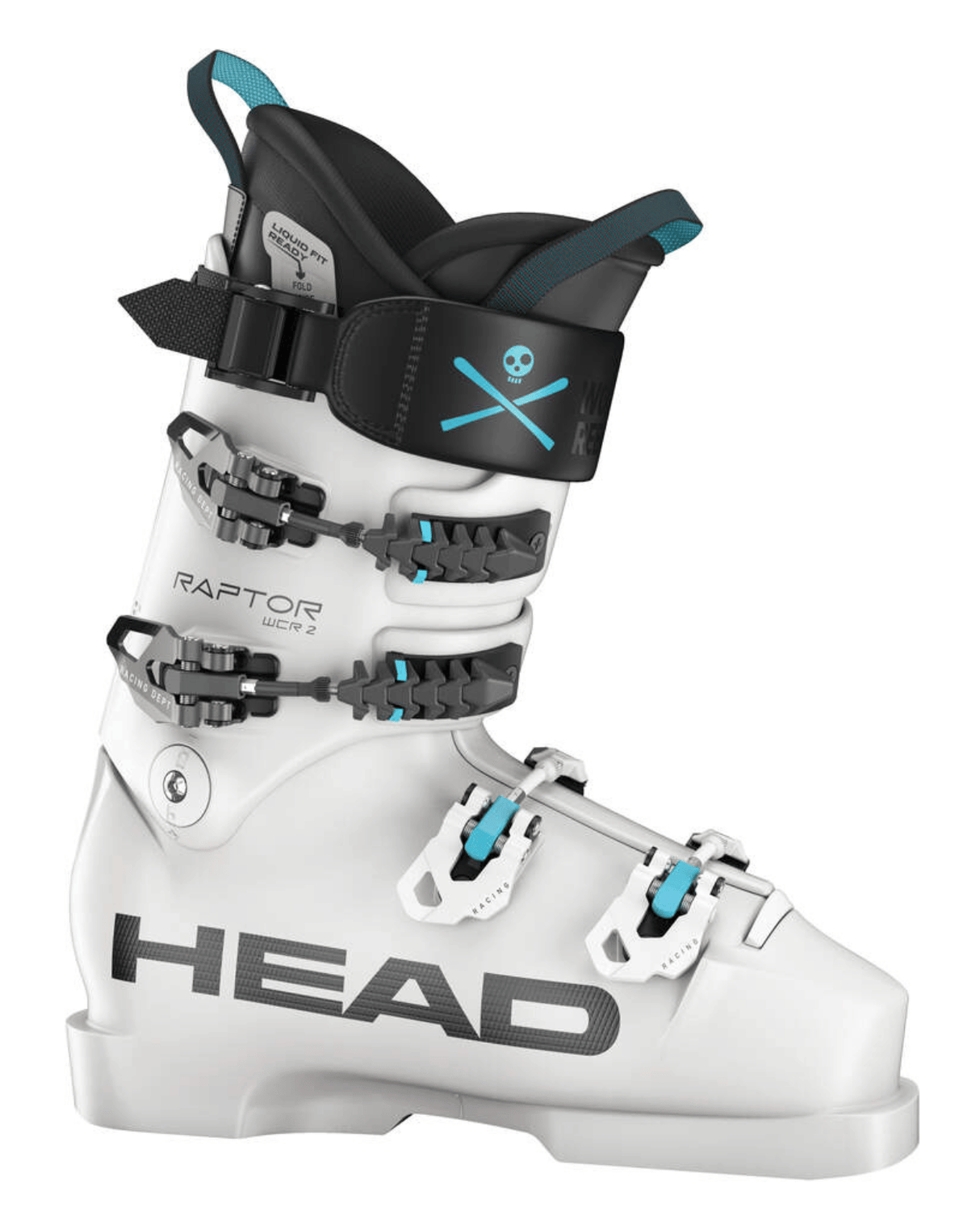 Head Raptor WCR 2 RV 26/27 vit racepjäxa med Spineflex-spännen för alpin racing på elitnivå.