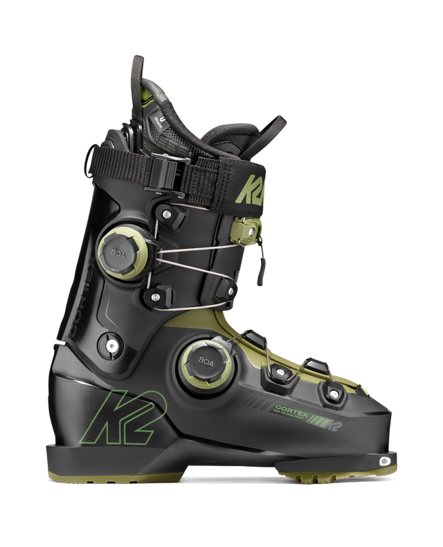 K2 Cortex 120 TEAM ZONAL BOA alpinpjäxa i svart och grönt med BOA-system.
