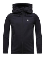Peak Performance Rider Essentials Zip Hood Junior - Svart mellanlager med luva för skidåkare