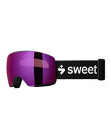 Sweet Protection Connor RIG Reflect skidglasögon med lila RIG Bixbite-lins och svart rem med vit logotyp.
