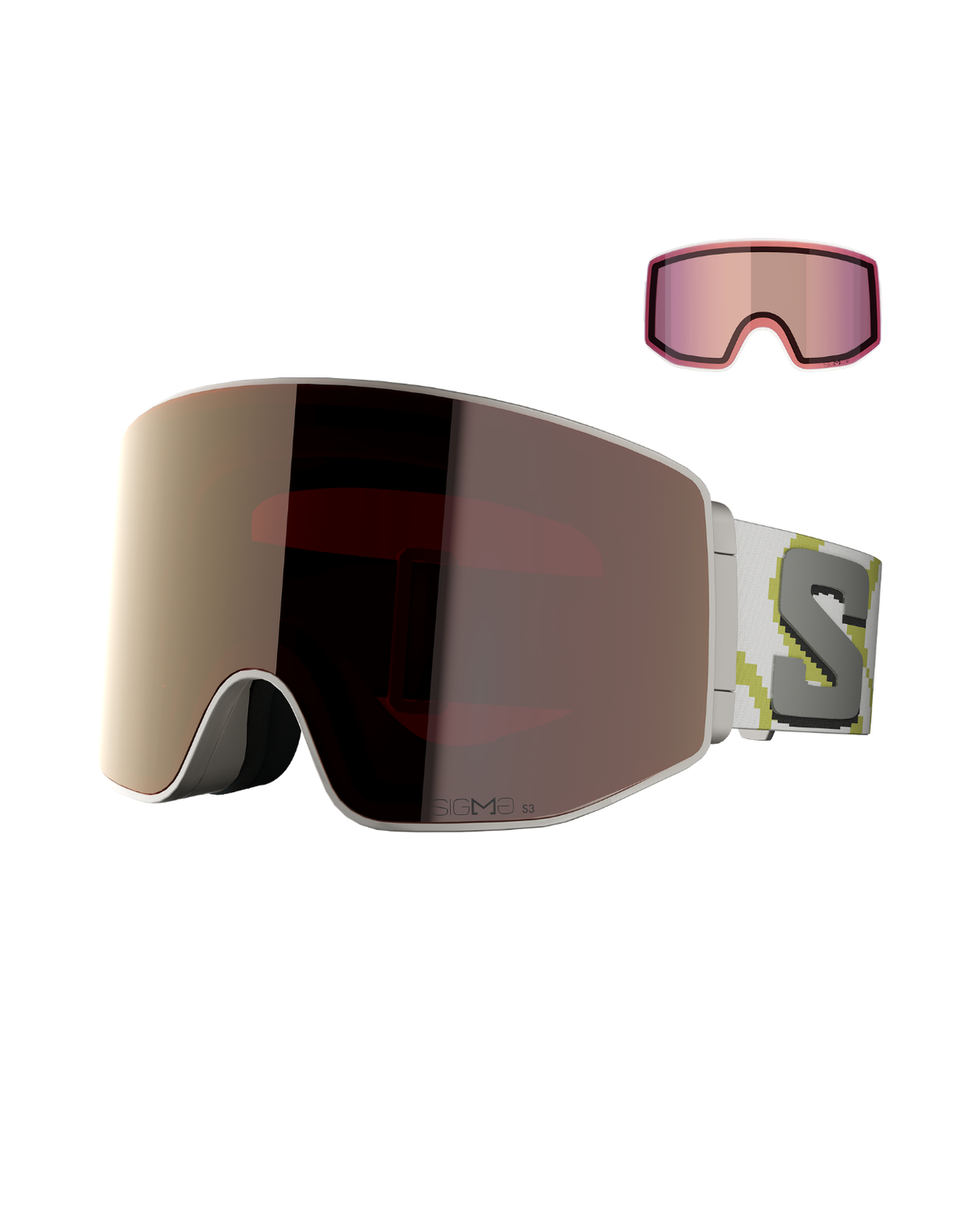 Salomon Sentry Prime Sigma - Skiddajor i vitt i marshmallow-färg med spegelglas och snygg passform.
