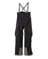 Houdini Rollercoaster Bib Pants dam i svart färg med grå hängslen och förstärkningar vid bensluten.