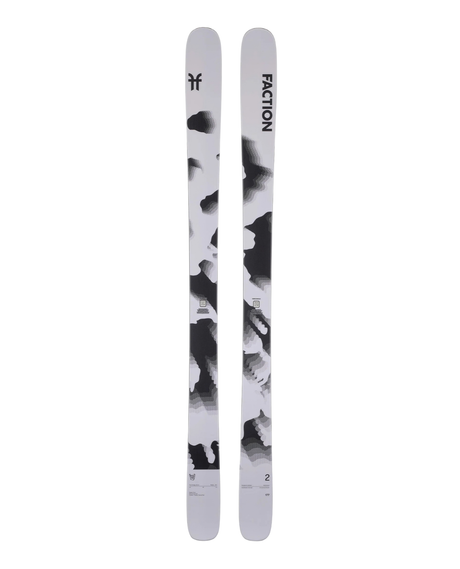 Faction Prodigy 2 26/27 allmountainskidor med lekfull design och mönster i vitt och svart för mångsidig skidåkning.