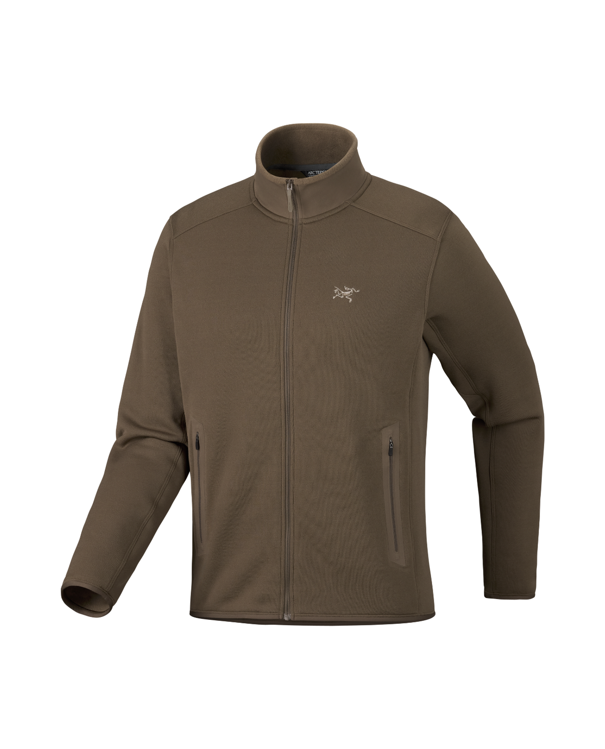 Arc'teryx Kyanite Jacket Men i brun färg, ett mångsidigt mellanlager i fleece för skidåkning.