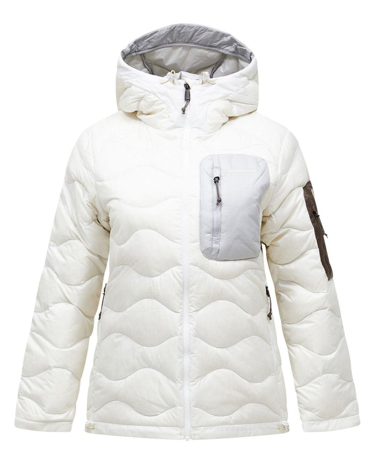 Peak Performance Helium Utility Down Hood Jacket Women i offwhite och antarktisvitt.